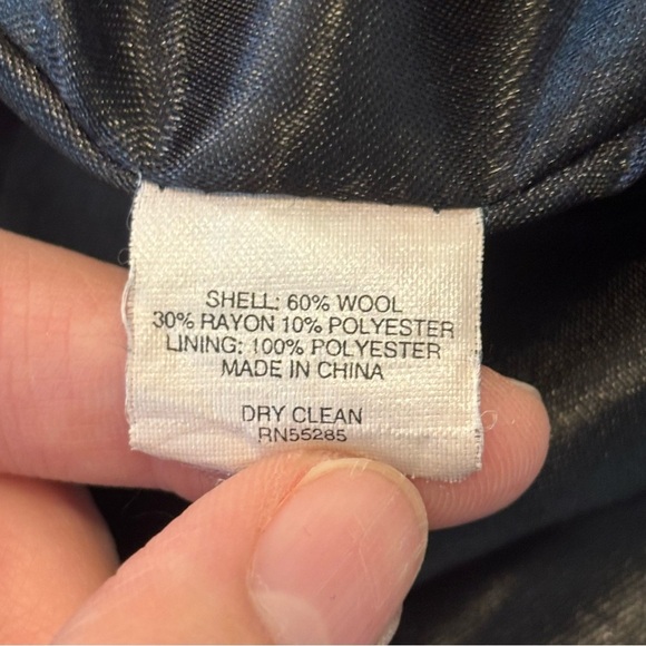 Express Black Wool Blend Pea Dress Coat Jacket Double Breasted Size Large L - Picture 4 of 4